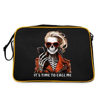 SKELETT FRAU IT'S TIME TO CALL ME - Retro Tasche - Schwarz/Gold - Hinten