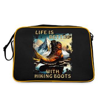 LIFE IS BETTER WITH HIKING BOOTS - Retro Bag - black/gold - Back