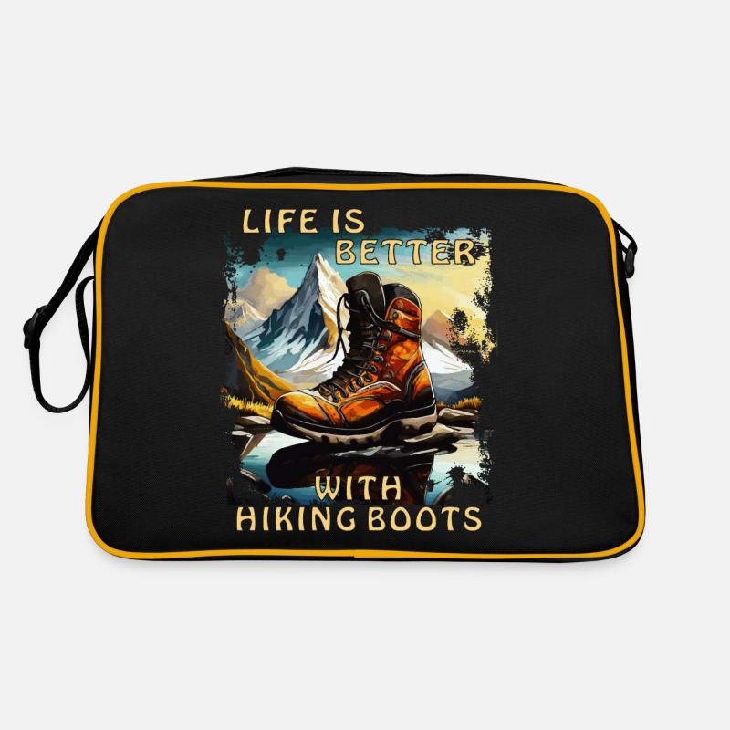 LIFE IS BETTER WITH HIKING BOOTS Retro Tasche