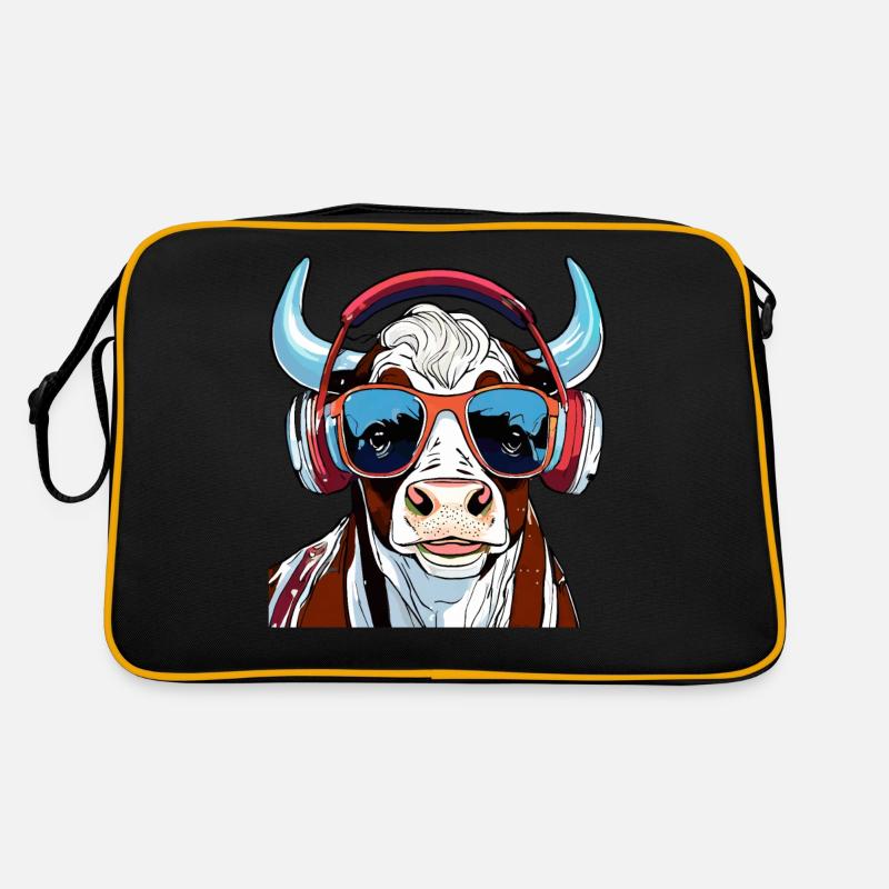 COW WITH SUNGLASSES Retro Bag