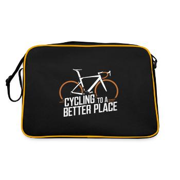 Mit dem Fahrrad zu einem besseren Ort / Fahrrad - Retro Tasche - Schwarz/Gold - Hinten