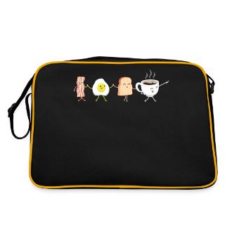 Frühstück Team Schweinefleisch Speck - Retro Tasche - Schwarz/Gold - Hinten