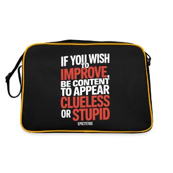 Epictetus quote "If you wish to improve be ..." - Retro Bag - black/gold - Back