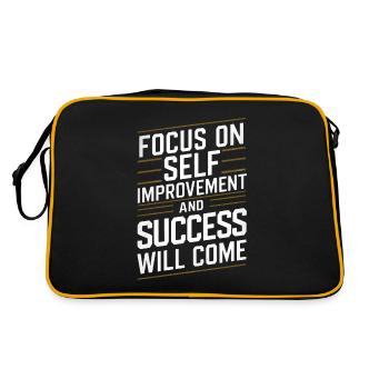 Focus on self improvement and success will come - Retro Bag - black/gold - Back