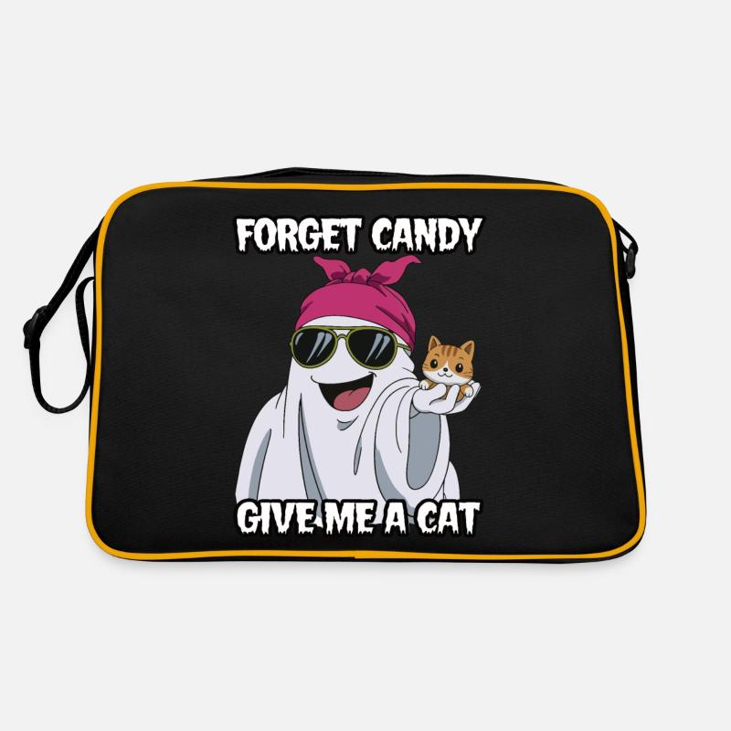 Halloween Cat Forget Candy Give Me A Cat Retro Bag