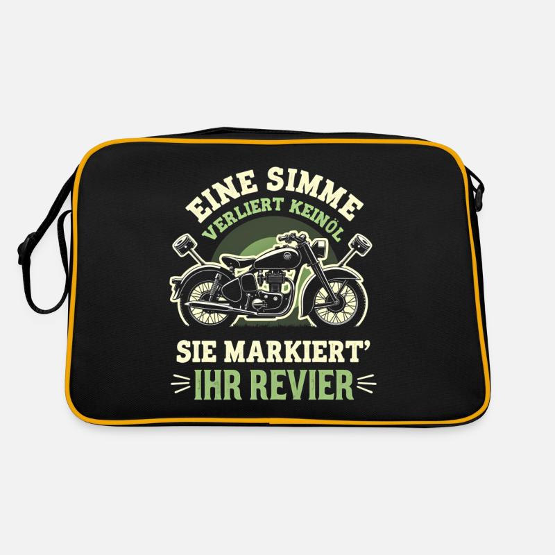 Simson DDR Moped Simson fan s51 ddr - Retro Tasche - Schwarz/Gold