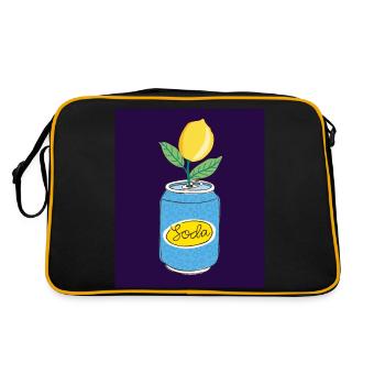 Lemon Soda Can with Fruit Branch – Quirky Art - Retro Bag - black/gold - Back