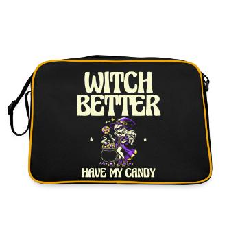 Sorcière Better My Candy, Humour d’Halloween - Sac Retro - noir/or - Dos