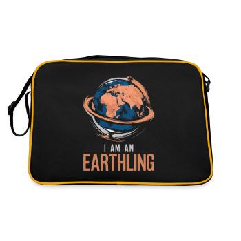 I am an earthling / Proud Human / Earth , World - Retro Bag - black/gold - Back