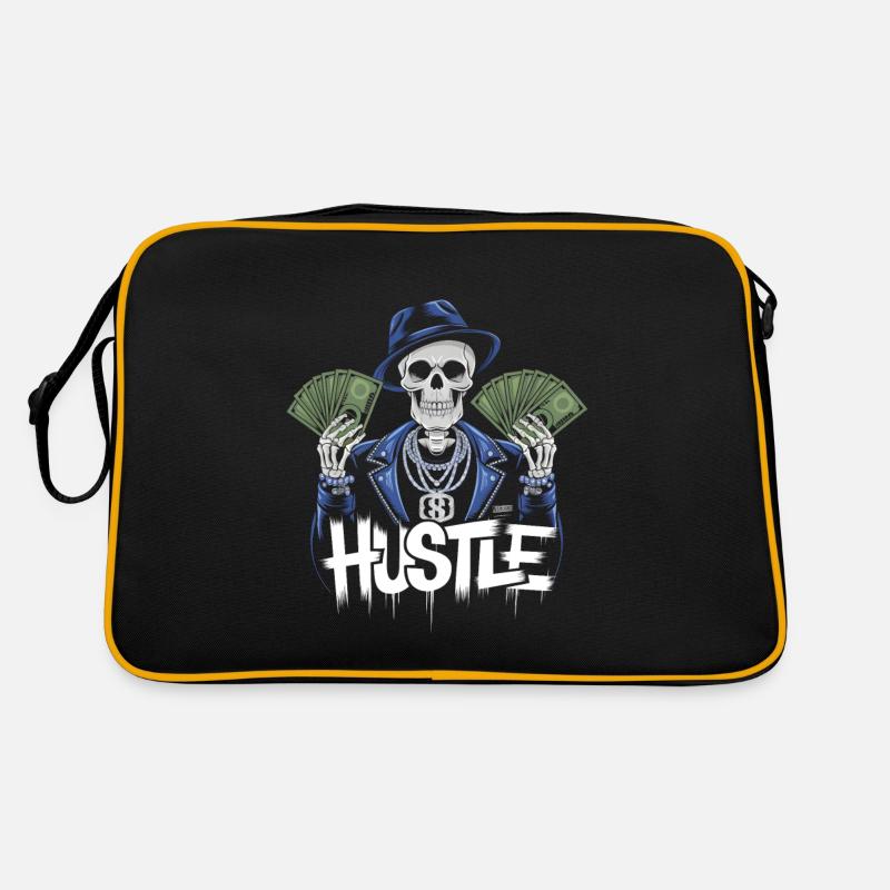 Hustle hard make money skeleton Retro Bag