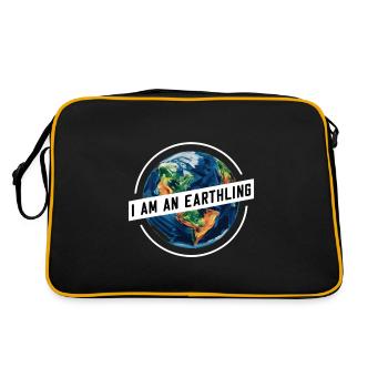 I am an earthling / Proud Human / Earth , World - Retro Bag - black/gold - Back