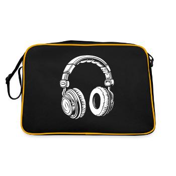 Chat mignon avec des écouteurs - écouter de la musique - Sac Retro - noir/or - Dos