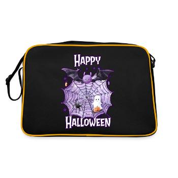 Happy Halloween spider web with cute spider - Retro Bag - black/gold - Back