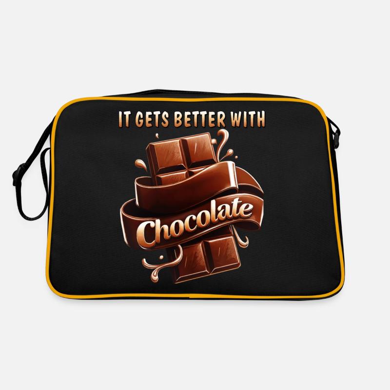 IT GETS BETTER WITH CHOCOLATE Retro Tasche