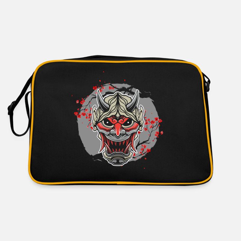 Kanji Japan Oni Dämon Maske Ninja Samurai Retro Tasche