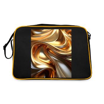 Golden Liquid Metal Waves – Modern Abstract Design - Retro Bag - black/gold - Back
