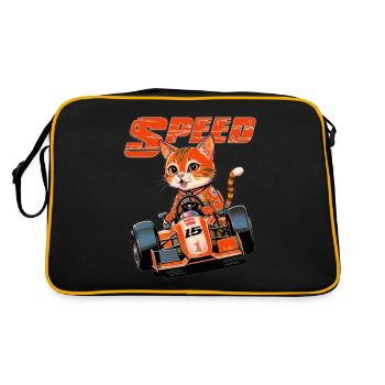 Schneller katzenartiger Rennfahrer Fast Feline - Retro Tasche - Schwarz/Gold - Hinten