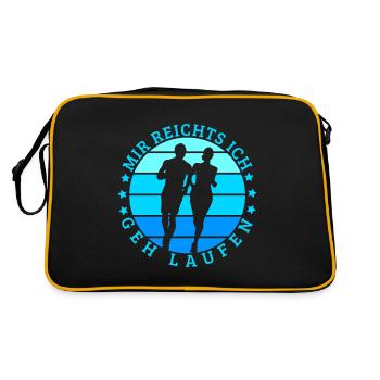 Running Mir Reichts Ich Geh Laufen Marathon Runner - Retro Tasche - Schwarz/Gold - Hinten