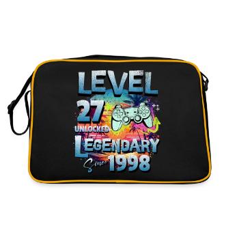Level 27 Freigeschaltet seit 1982 Geburtstag - Retro Tasche - Schwarz/Gold - Hinten