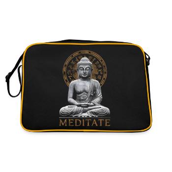 Meditieren Sie Buddha spirituell - Retro Tasche - Schwarz/Gold - Hinten