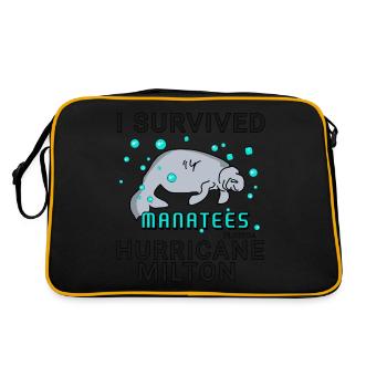 Ich habe den Hurrikan Milton überlebt Seekuh - Retro Tasche - Schwarz/Gold - Hinten