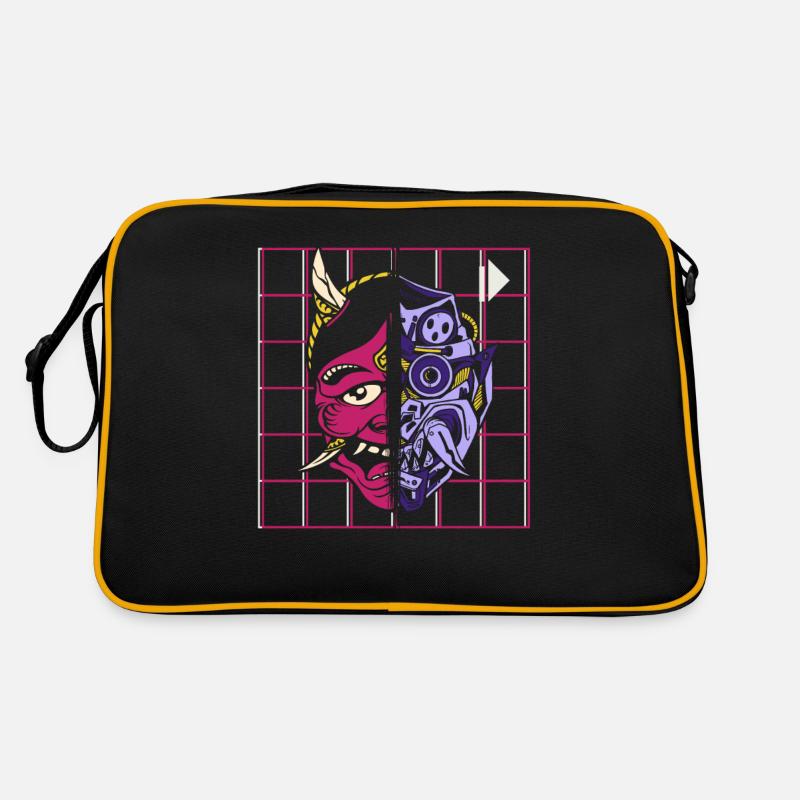 Kanji Japan Oni Dämon Maske Ninja Samurai Retro Tasche