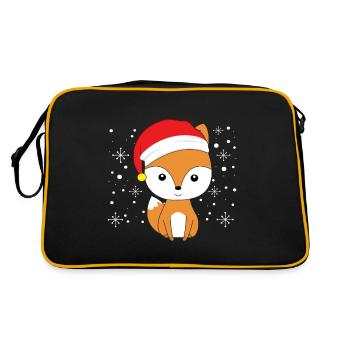 Fox With Christmas Hat Foxes Lover Gift Idea - Retro Bag - black/gold - Back