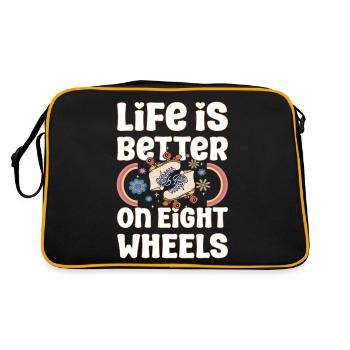 Roller Skating Skate Life Is Better On Wheels Gift - Retro Tasche - Schwarz/Gold - Hinten