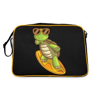 Sea Turtle Ocean Beach Surfing Turtle - Retro Bag - black/gold - Back