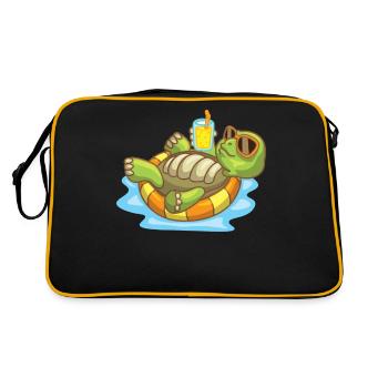 Sea Turtle Ocean Beach Swimming Turtle - Retro Bag - black/gold - Back