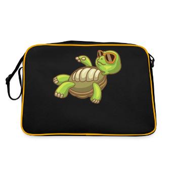 Sea Turtle Ocean Beach Relaxing Turtle - Retro Bag - black/gold - Back
