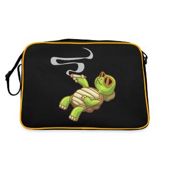 Sea Turtle Ocean Beach Smoking Turtle - Retro Bag - black/gold - Back