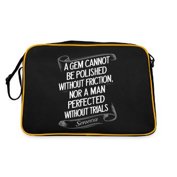 Seneca quote A gem cannot be polished without - Retro Bag - black/gold - Back