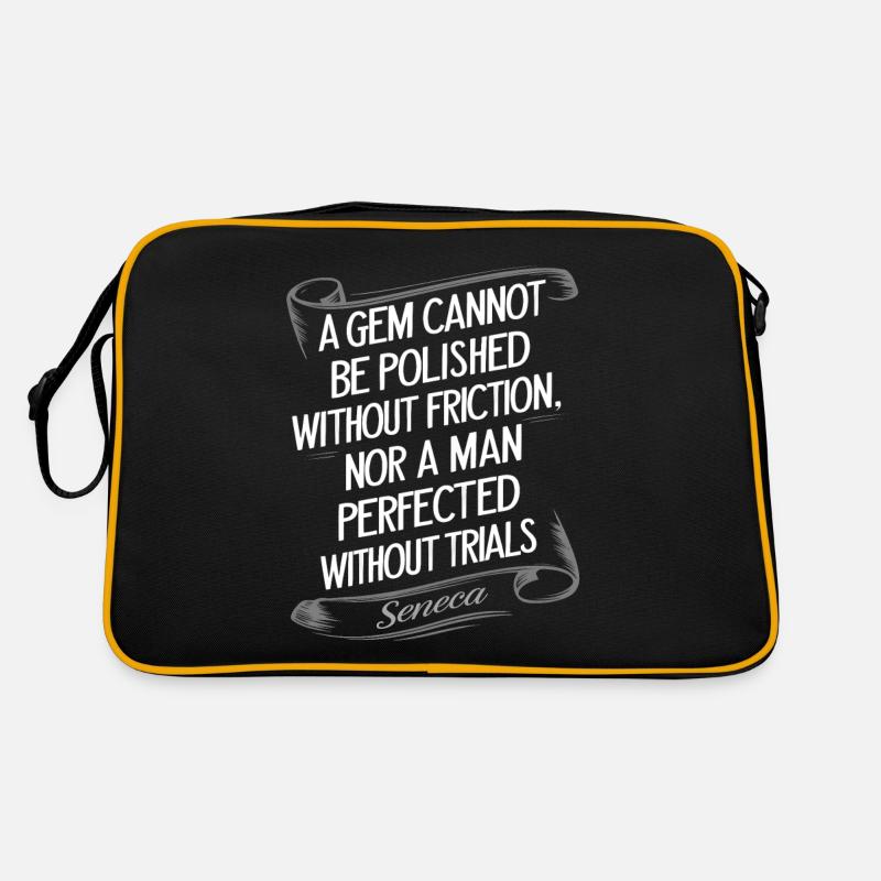 Seneca quote A gem cannot be polished without Retro Bag