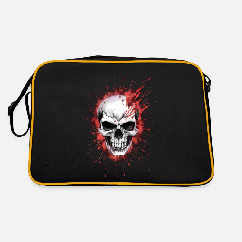 Unheimlicher Schädel mit Blut Retro Tasche