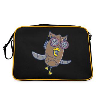 Steampunk Owl Agent Officer Detective - Retro Bag - black/gold - Back