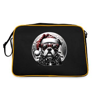 Weihnachtsmann Hund Weihnachten Männer & Frauen - Retro Tasche - Schwarz/Gold - Hinten