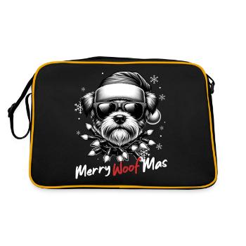 Weihnachtsmann Hund Weihnachten Männer & Frauen - Retro Tasche - Schwarz/Gold - Hinten