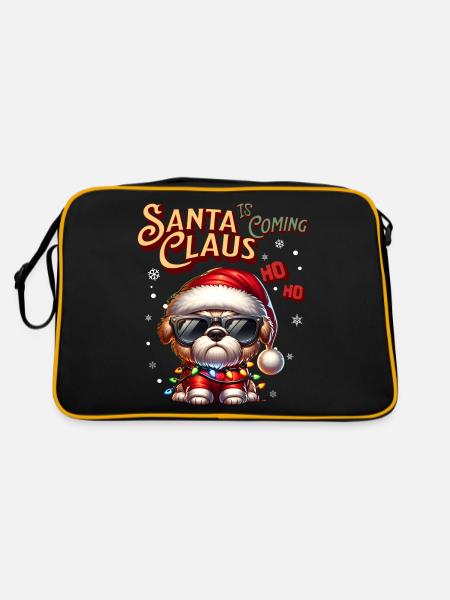 Père Noël Chien Noël Hommes et femmes - Sac Retro - noir/or - Dos