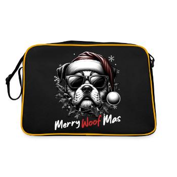 Weihnachtsmann Hund Weihnachten Männer & Frauen - Retro Tasche - Schwarz/Gold - Hinten