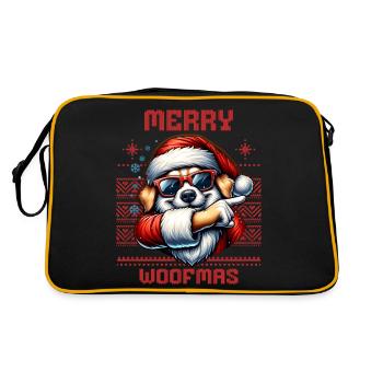 Weihnachtsmann Hund Weihnachten Männer & Frauen - Retro Tasche - Schwarz/Gold - Hinten