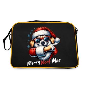 Weihnachtsmann Hund Weihnachten Männer & Frauen - Retro Tasche - Schwarz/Gold - Hinten