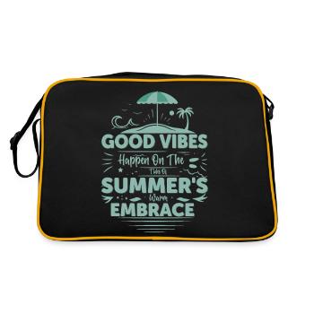 Gutes geschieht auf den Gezeiten der warmen Sommerzeit - Retro Tasche - Schwarz/Gold - Hinten