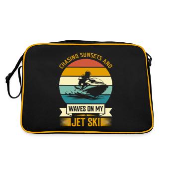 Chasing sunsets and waves on my Jet Ski. - Retro Bag - black/gold - Back