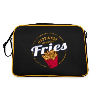 Fries Snack Vintage Fries Retro French Fries - Retro Bag - black/gold - Back
