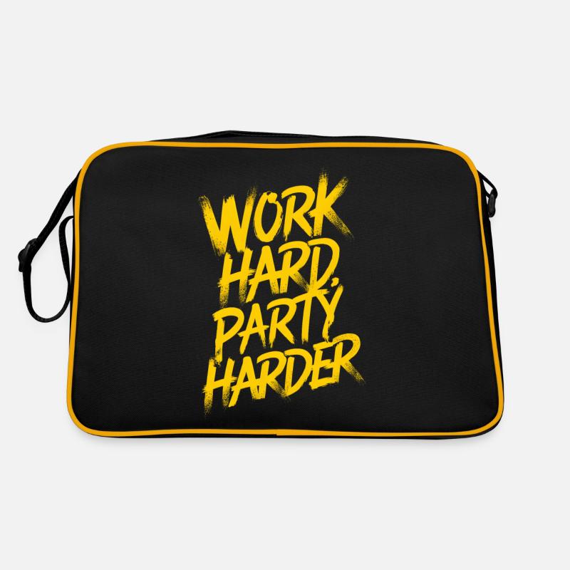 Hart arbeiten, noch härter feiern Retro Tasche