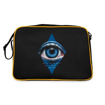 Blaues Auge Wir sehen die Welt nicht so, wie sie ist - Retro Tasche - Schwarz/Gold - Hinten