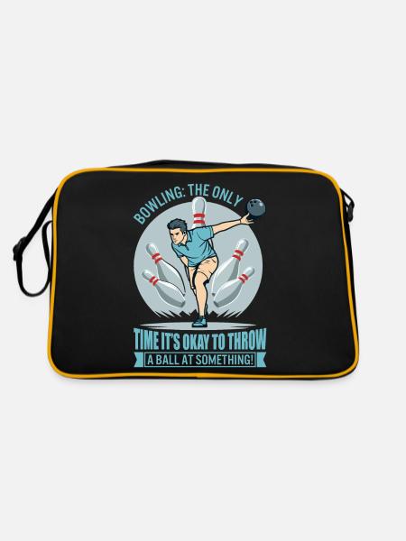 Bowling: Die einzige Zeit, in der es in Ordnung ist, einen Ball zu werfen - Retro Tasche - Schwarz/Gold