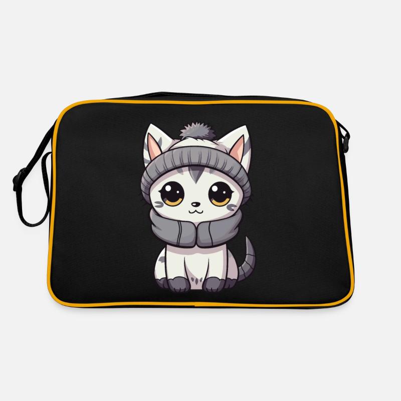 Katze Winter Tier Baby Comic Retro Tasche