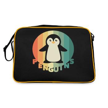 Pingouins Hiver Arctique Oiseau de mer Pingouin - Sac Retro - noir/or - Dos